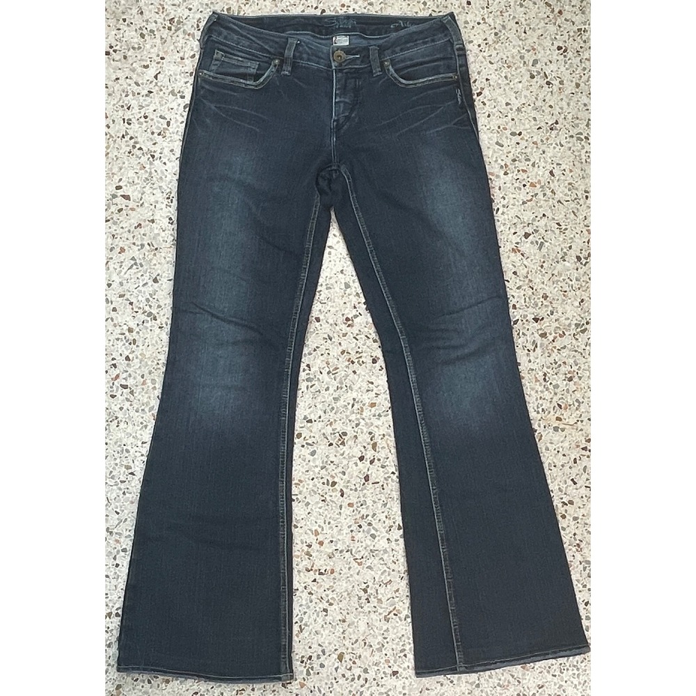 Silver Aiko Embroidered 5 Pocket Women's Bootcut Denim Jeans Size 29/33